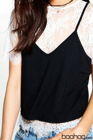 Boohoo 2 In 1 Cami Lace Top